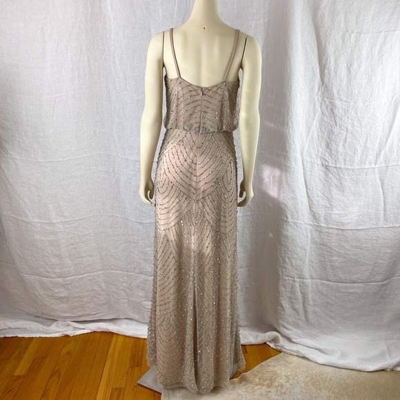 NWT formal sparkly dress evening beaded pink nude dress SZ 4 Adrianna Papell - Picture 4 of 15
